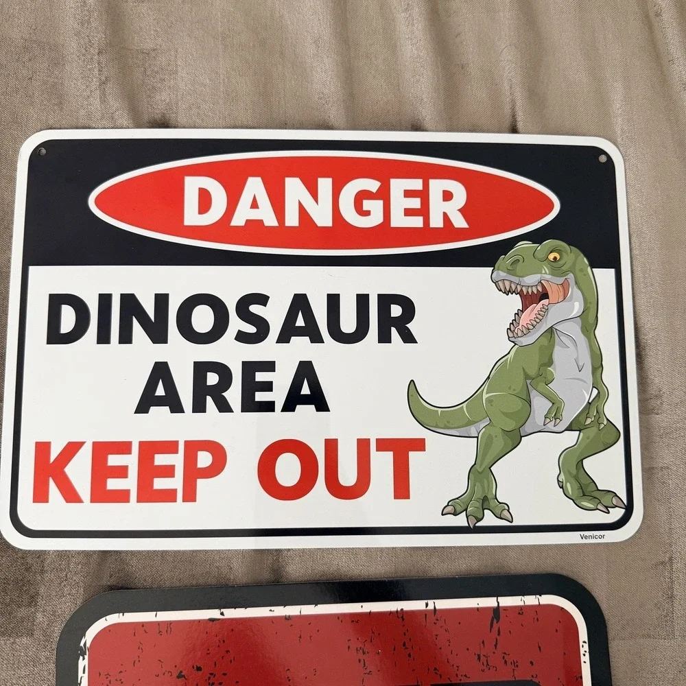 Dinosaur‎ Area Keep Out Dinosaur Site Metal Signs Set Of 2 Kids Room Decor Theme